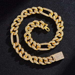 15mm Heavy-duty Cuban Chain Alloy Full Diamond Hip-hop Necklace