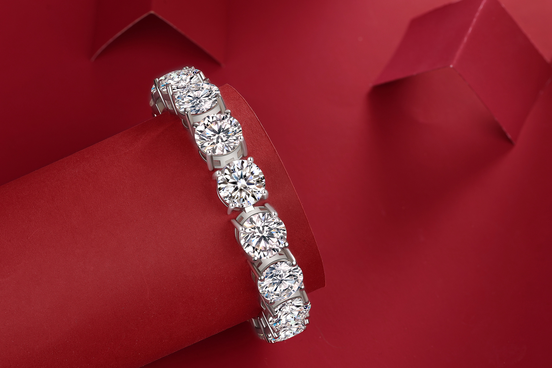 Half Summer Splendor - Luxurious And Fashionable Light Luxury Jewelry Silver Bracelet And Bracelet Set With Top-quality Moissanite, S925 Silver Plated Platinum. - Image 4